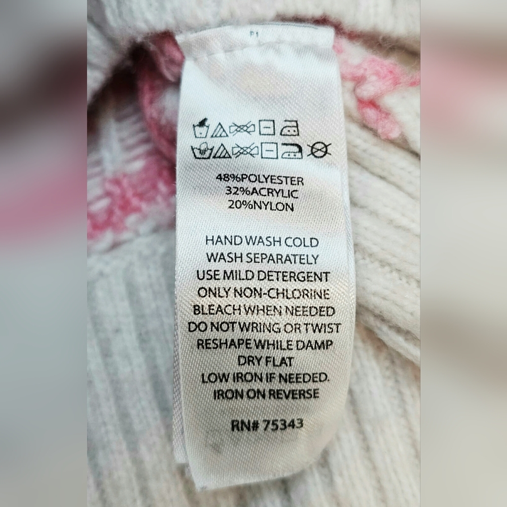 Jessica Simpson Winter Fuzzy Pink Christmas Tree Heart Cropped Half Zip Sweater - Picture 11 of 11